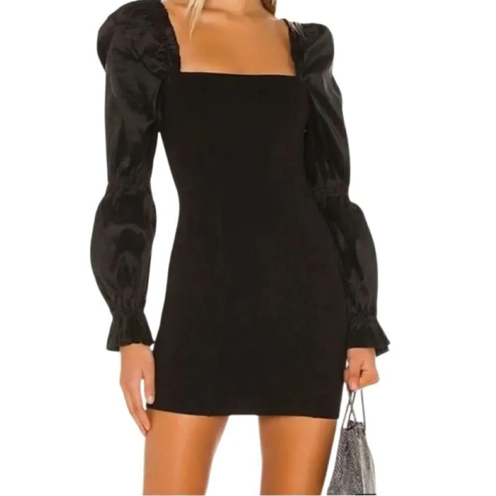 New! a loves a Black Dress With Puff Sleeves Sz S
